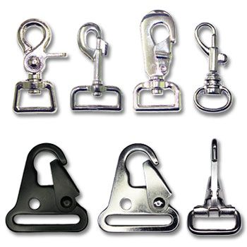 various types of hooks and shacks on a white background