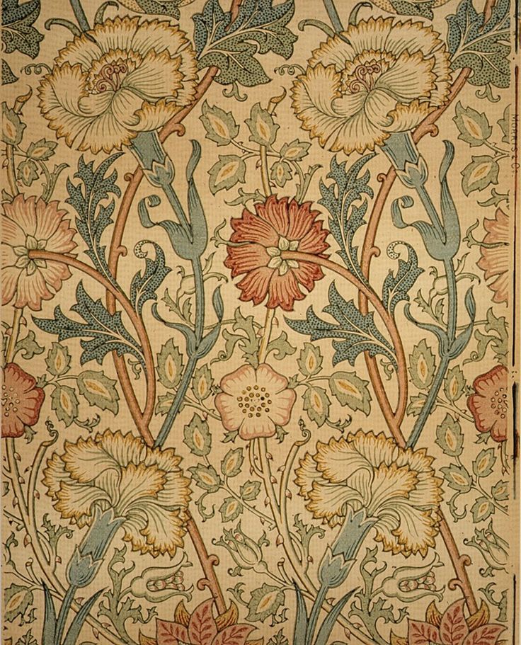 an intricately designed wallpaper with flowers and leaves