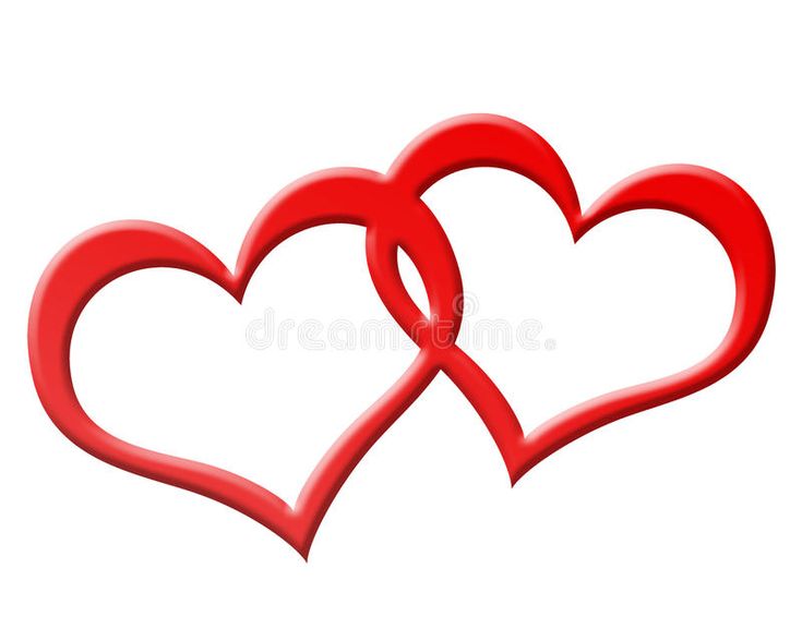 two red hearts with ribbons on white background royalty illustration