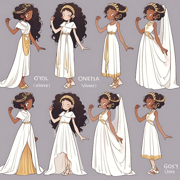 some different types of women in white dresses