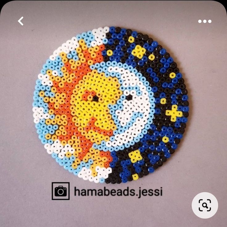 an image of a beaded coaster made to look like the lion from winnie the pooh