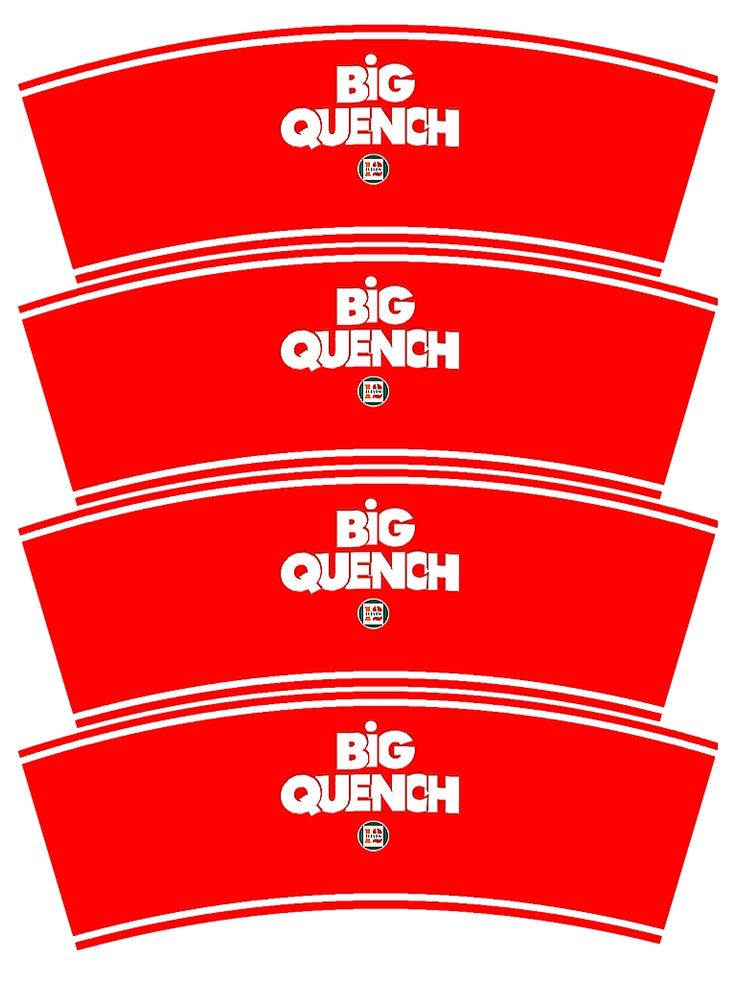 the big quench logo is shown in three different red letters, with white lettering on them