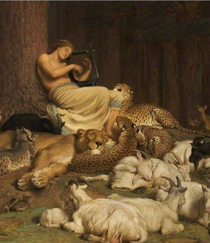 a painting of a woman surrounded by animals