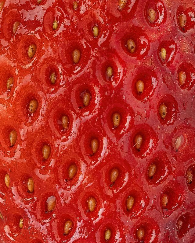 a close up view of the inside of a strawberry