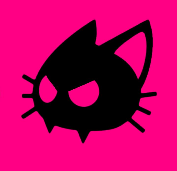 an image of a black cat on a pink background