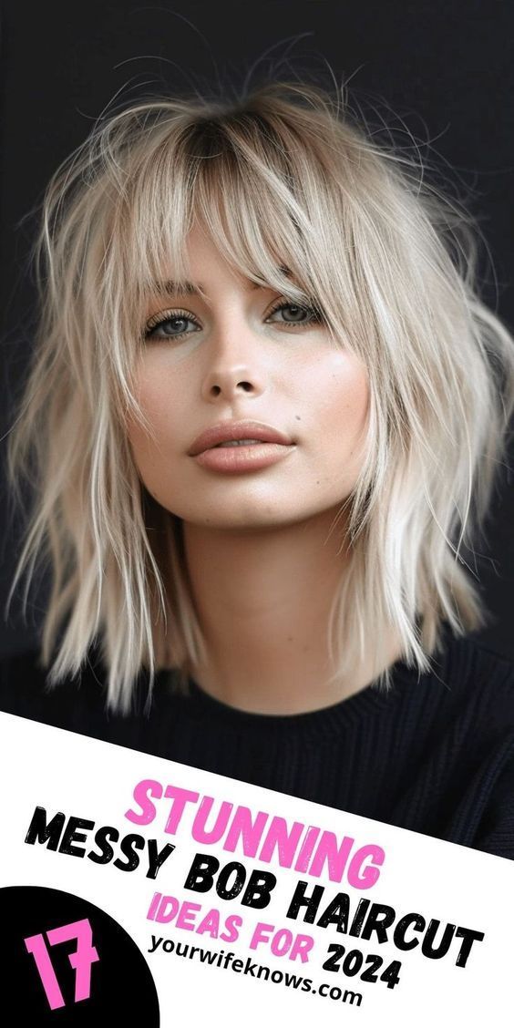 Messy Bob Haircut, Shaggy Bob Hairstyles, Short Haircuts With Bangs, Haircut Tip, Korean Haircut, Messy Bob, Shaggy Short Hair, Messy Short Hair, Hair With Bangs