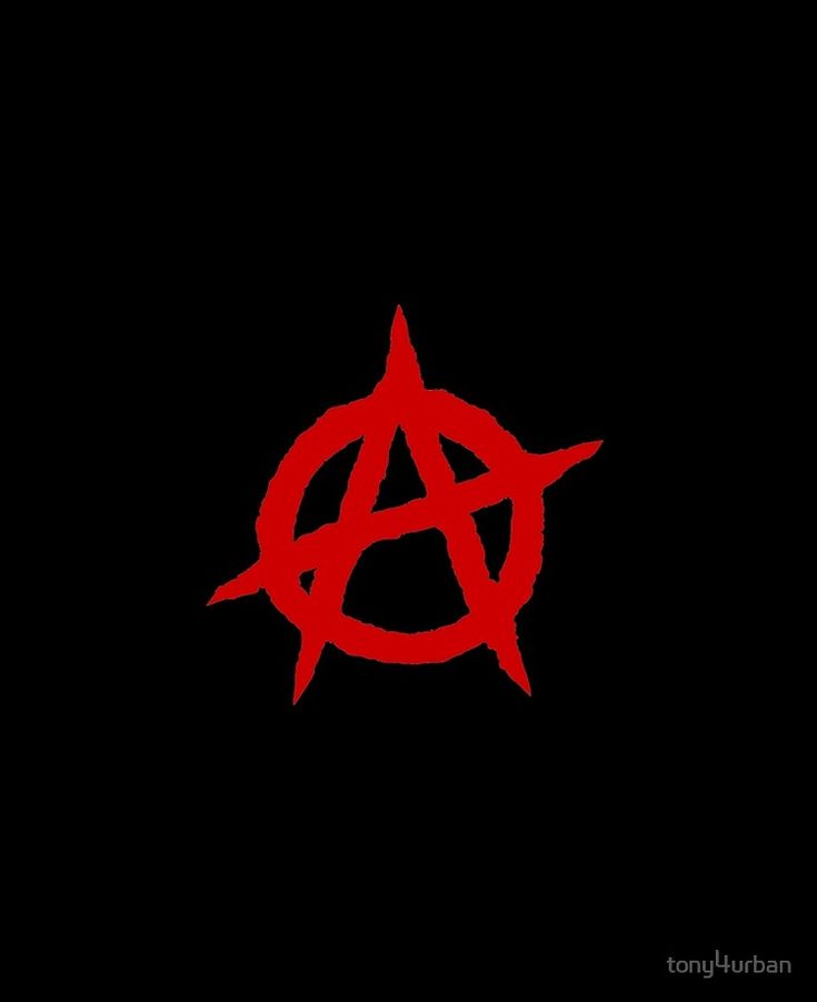 an anarchy symbol on black ipad case with red lettering and a star in the middle