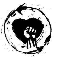 a black and white drawing of a heart with an arrow in it's center