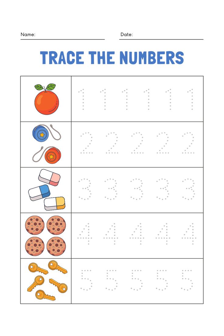 trace the numbers worksheet for children to practice their handwriting and number recognition skills