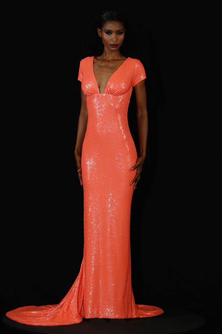 Marc Bouwer 2015 Fitted Prom Dresses, Haute Couture Gowns, 90s Runway Fashion, Stunning Gowns, Prom Dresses Ball Gown, Couture Gowns, Maxi Dress Party, Gorgeous Gowns, Orange Dress