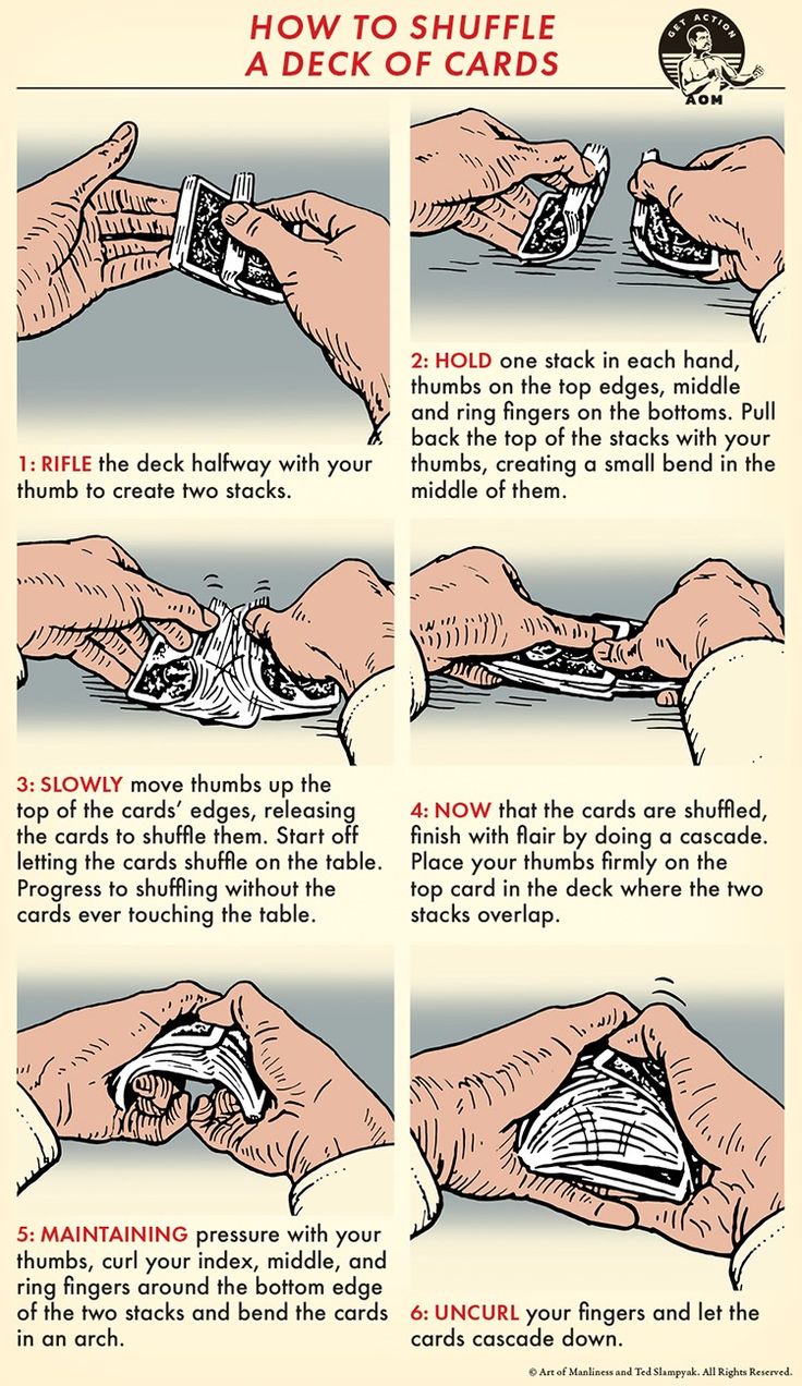 instructions on how to shuffle a deck of cards in one hand and the other hand