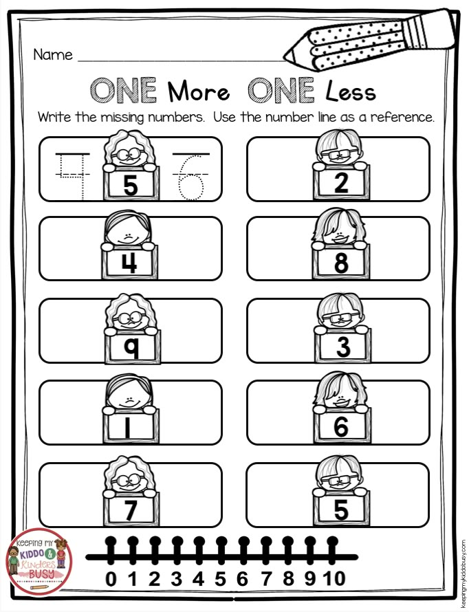 a worksheet for numbers 1 to 10 with the number one less on it