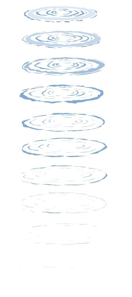 water ripples are shown in the middle of a white background with blue and gray circles