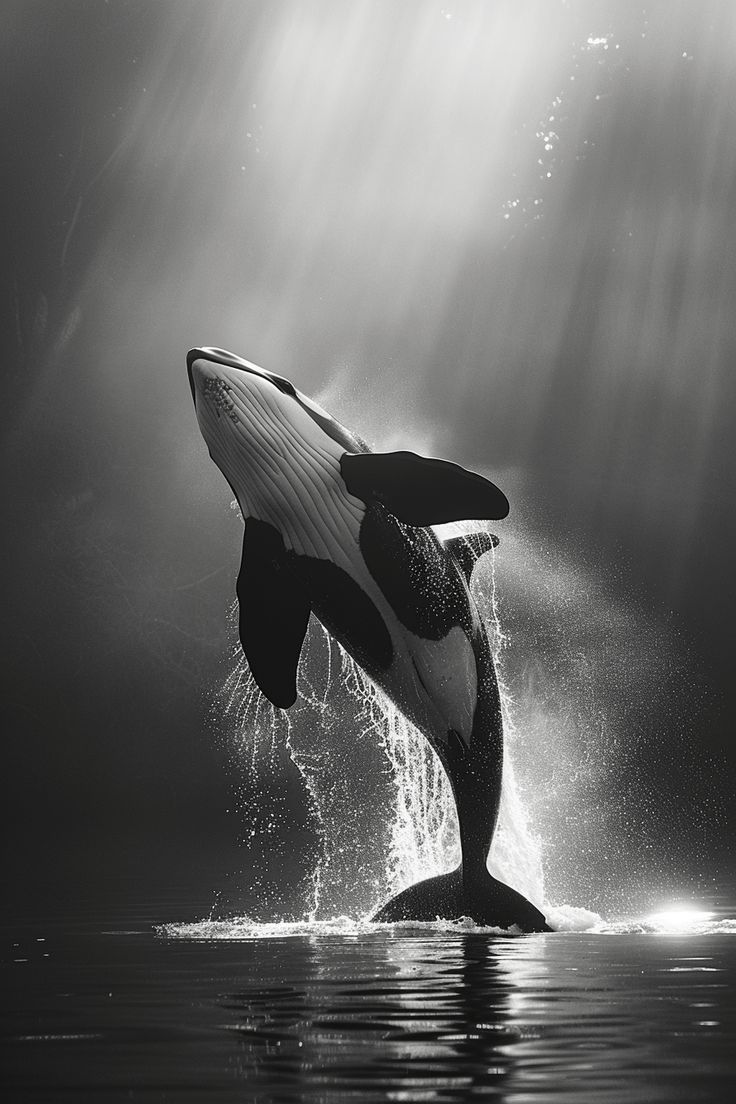 an orca jumping out of the water