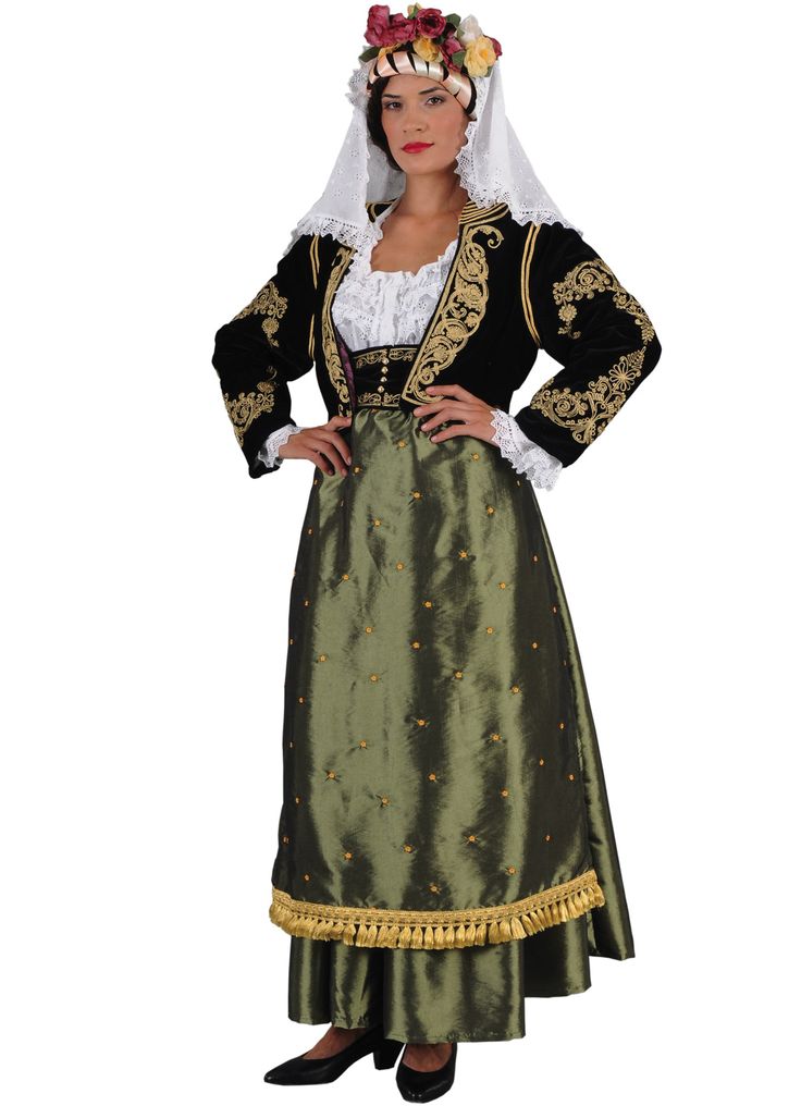 This outfit is imported from Greece and made by the premiere manufacturer of traditional Greek costumes. This traditional dancing costume is a favorite amongst dancing troupes and churches. This outfit ships direct from Greece. Please allow 1-2 weeks for arrival of outfit. This woman's costume consists of• The velvet vest with embroidery• The taffeta skirt • The apron• The white shirt• The headscarf • The embroidered belt Women Sizing Reference: Size USA UK waist cm / inches bustcm / inches XSma Traditional Fitted Dress With Historical Design, Traditional Fitted Costume For Costume Party, Fitted Traditional Wear For Ceremonial Festival, Traditional Festive Costume Dresses, Traditional Fitted Costume Dress, Festive Traditional Wear For Fancy Dress, Festive Traditional Wear For Fancy Dress Occasions, Ancient Greek Dress, Greek Traditional Dress