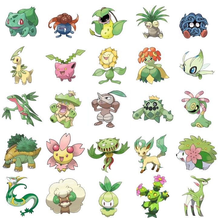 the pokemon characters are all different sizes and colors