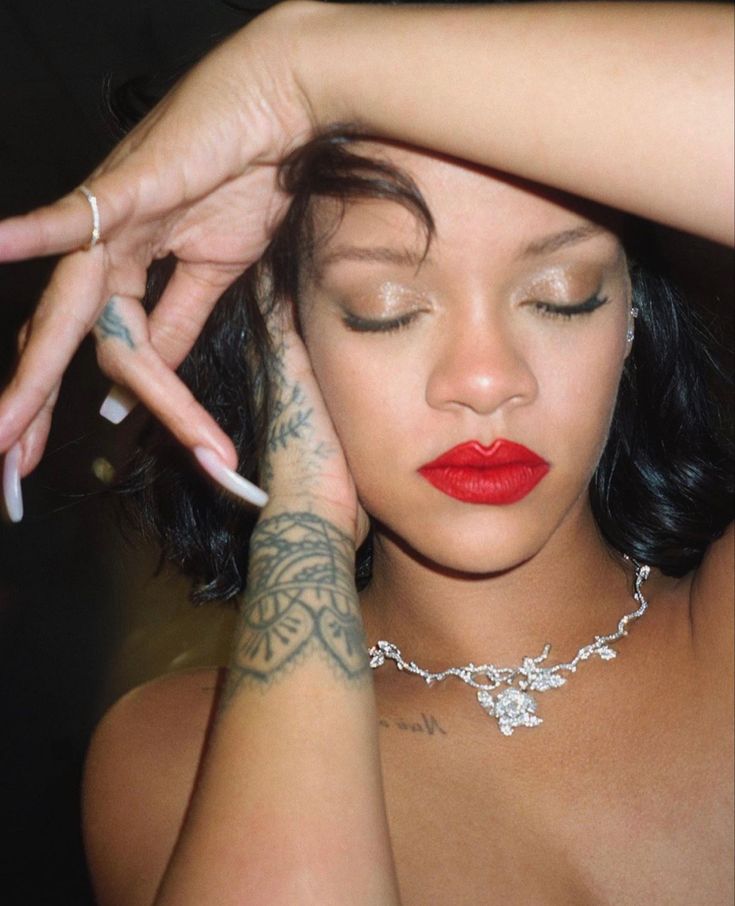 #rihanna Rihanna Photoshoot, Rihanna Instagram, Wear Red Lipstick, Rihanna Riri, Cami Romper, Rihanna Style, Rihanna Fenty, Red Lip, Katie Holmes