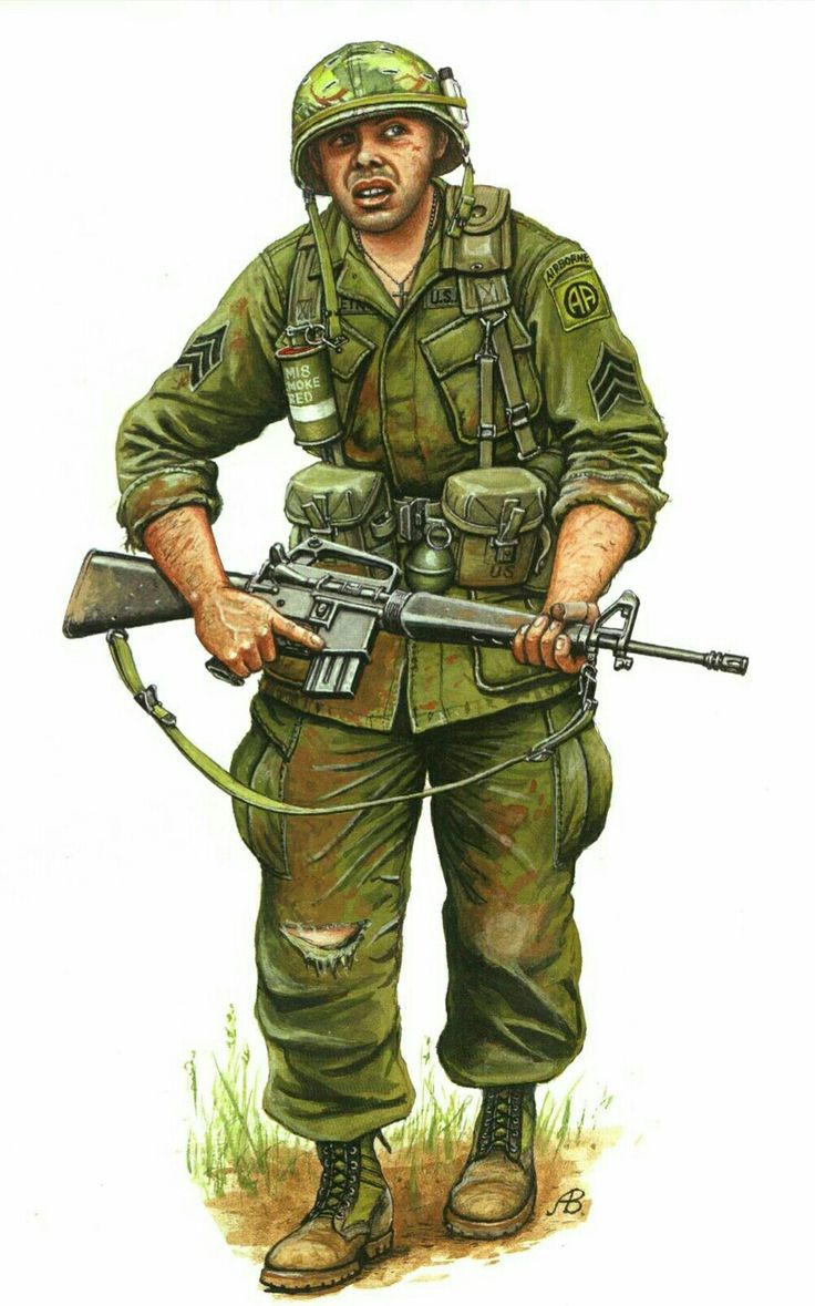 Sergeant, US 82th Airborne, Vietnam 1970 - pin by Paolo Marzioli Military Uniforms Illustration, Us Army Infantry, Us Army Uniforms, Us Army Rangers, Military Illustration, British Army Uniform, Army Poster, Military Tactics, Battle Art