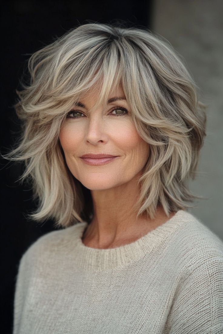 Medium Hairstyles Layers, Medium Length Hair For Older Women Over 50 Layered Haircuts, Medium Length Hair Styles With Bangs And Layers Face Framing, Edgy Short Hair For Women Over 50, Blonde Shag, Short Messy Haircuts, 2025 Style, Hairstyles For Older Women, Haircuts For Medium Length Hair