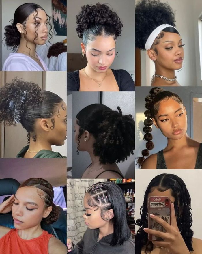 Curly Hair Fashion, Hairstyles Sleek, Sleek Back Hair, Natural Hair 4c, Bun High, Hair Sleek, High Puff, Really Curly Hair, 4b Hair