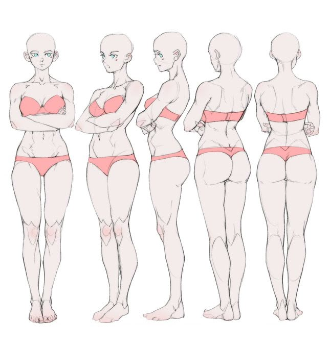 a woman's body is shown in three different positions