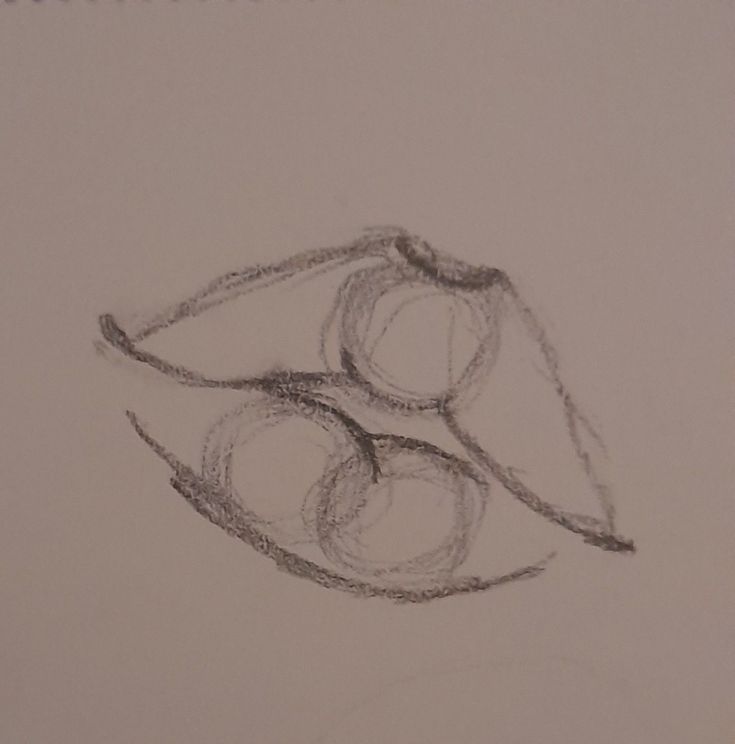 a pencil drawing of two apples sitting on top of each other