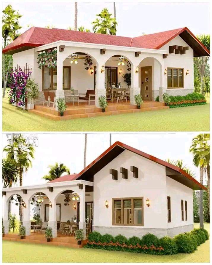 two pictures of the same house in different stages