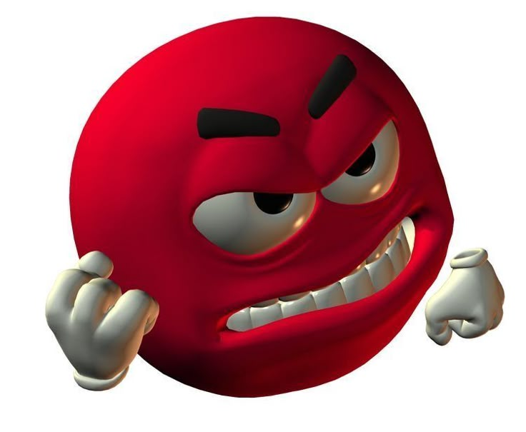 a red ball with an angry expression on it's face and hands in the air