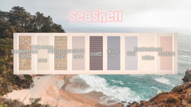 an image of the ocean and beach with text overlaying it that says seashell