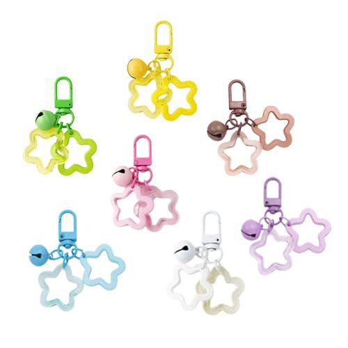 PRICES MAY VARY. Unique and Fashionable Design: This keychain features a stylish pentagram star shape with a bell, allowing you to locate your keys by sound. It includes two stars: one transparent and one acrylic. High-Quality Materials: Made from high-quality acrylic and durable components, this keychain comes in rich and cute colors like yellow, brown, purple, pink, and blue. These charming details ensure all eyes are on you. Durable and Secure: The star, bell, and keychain are both colorful and durable, adding a touch of bling to your key ring or handbag while ensuring your keys stay safe. Versatile Usage: This star keychain can be used as a car key charm, purse pendant, handbag decoration, phone case accessory, or keyring, making it suitable for various occasions. Perfect Gift: Loved b Keyring Making, Car Keys Keychain, Keys Keychain, Star Keychain, Key Keychain, Keychain Clip, Keychain Accessories, Five Pointed Star, Cute Stars