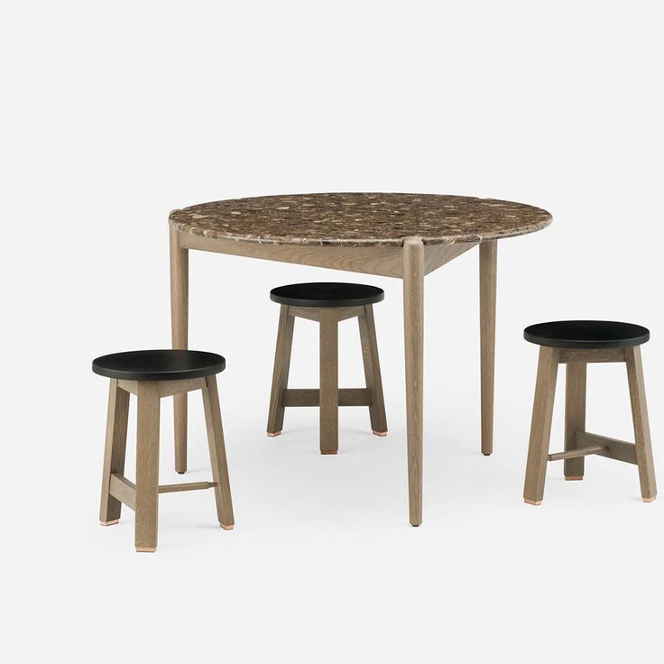 the table and stools are made from wood