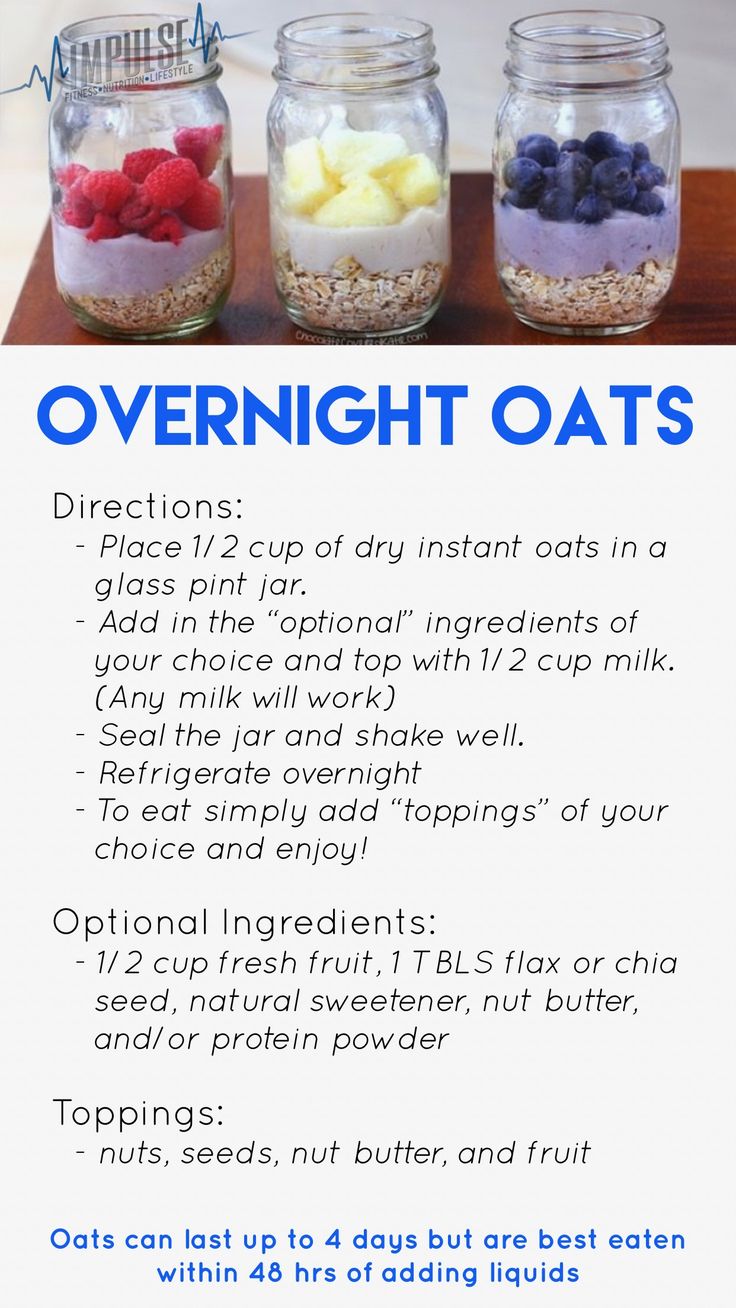 the ingredients for overnight oats are displayed in mason jars