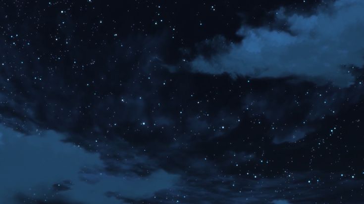 the night sky is filled with stars and clouds