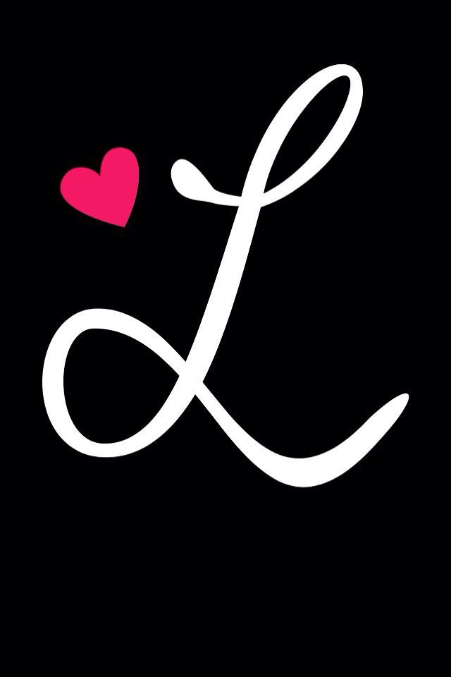 the letter l is for love with a red heart on it's left side