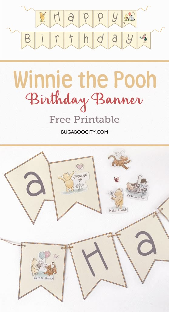 a birthday banner with the words winnie the pooh on it and an animal theme