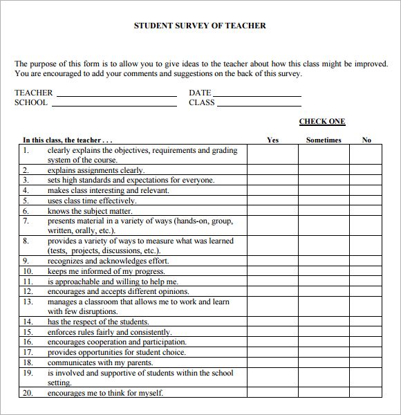 the student survey form is shown in this file, it shows that students are being able to