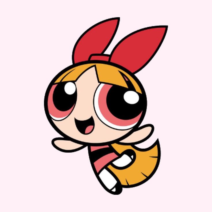 the powerpuff girl character is jumping in front of a rainbow colored wallpaper