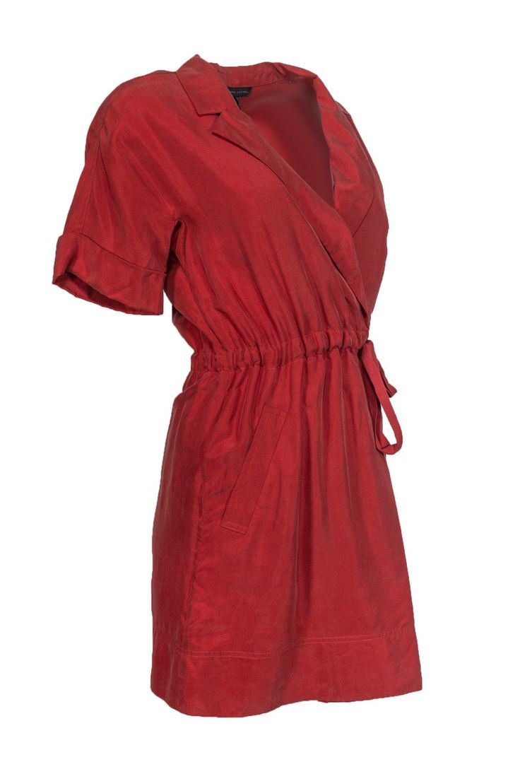 Made of 100% silk and soft as butter, Marc Jacobs’ wrap dress is a beautiful sight (and feel). With a burnt orange color, the piece is ready to blend in with the autumn leaves, although the silhouette is versatile and can be worn no matter the season. Pair with platform espadrilles or heeled ankle booties. Size XS 100% Silk Adjustable wrap waist tie Interior button Wrap dress silhouette Short sleeves Collared w/ lapel Two slit front pockets Fixed rolled up cuffs Bust 34” Waist 28” Shoulder to he Orange Wrap Dress, Burnt Orange Color, Platform Espadrilles, Beautiful Sights, Silk Shorts, Dress Silhouette, Marc By Marc Jacobs, Waist Tie, Burnt Orange