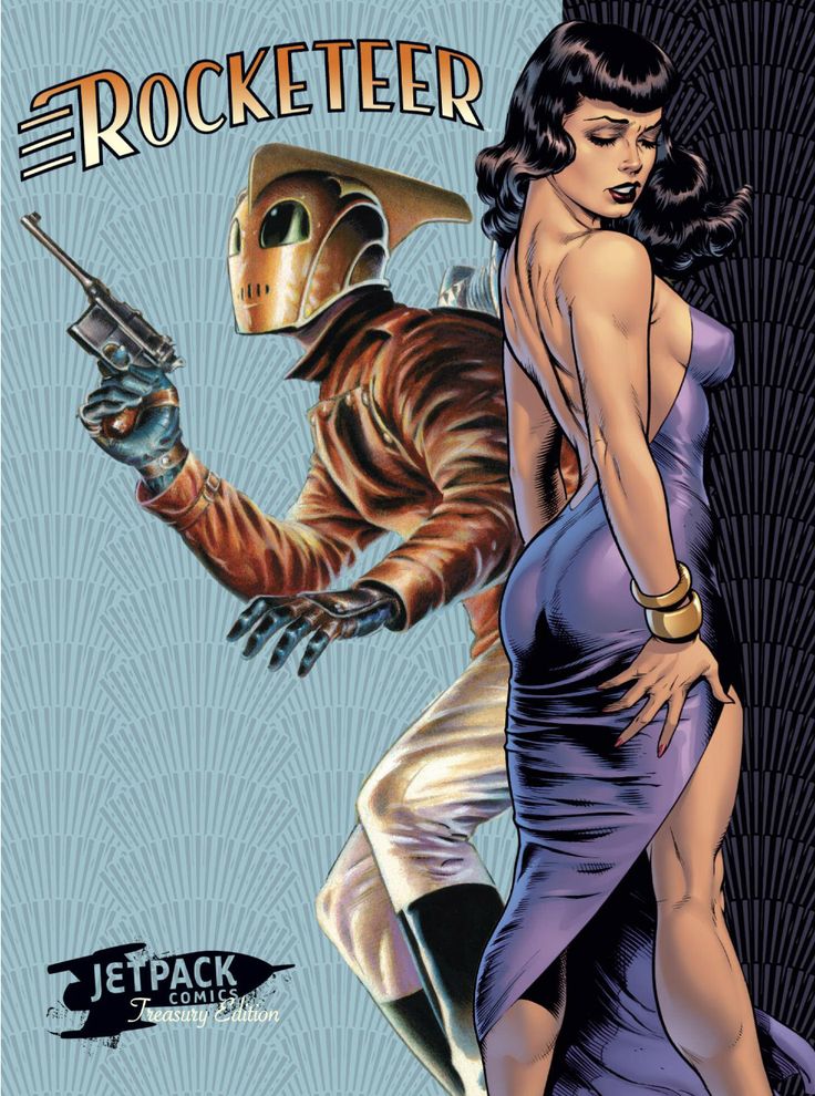 Rocketeer and Bettie Page by Dave Stevens Dave Stevens, Arte Pulp, Arte Pin Up, Jet Pack, Creation Art, Bd Comics, Art Deco Posters, Bettie Page, Pulp Art