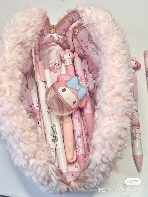 ** click links attached to the bottom of the pin to get the items ** <3 #mymelody pencil case ~ follow for more🌷 Cute Girly Things, Pink Academia, Pretty School Supplies, Anime Bag, Sanrio Stuff, Cute Stationary School Supplies, Mode Rose, School Bag Essentials, Cute School Stationary