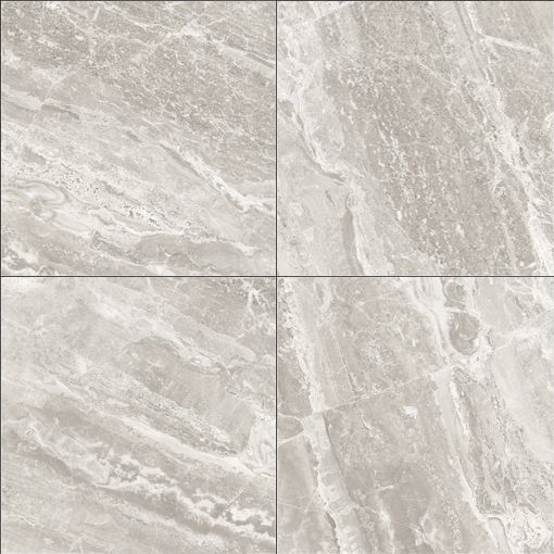 four different views of marble tiles in grey and white colors, with the same pattern on each tile