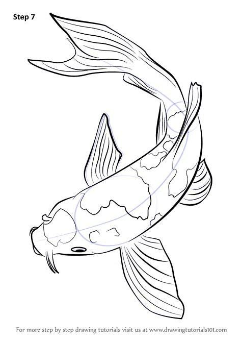 a drawing of a koi fish with the words step 7 in it's center