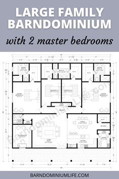 4 Bedroom House With 2 Master Suites, 4 Bedroom With 2 Master Suites, 2 Bedroom Shared Bathroom Layout, Floor Plans With Two Master Bedrooms, Two Master Barndominium, Two Family Barndominium, Barndominium Floor Plans With 2 Master Suites, Large Family House Floor Plans, Floor Plan With 2 Master Suites