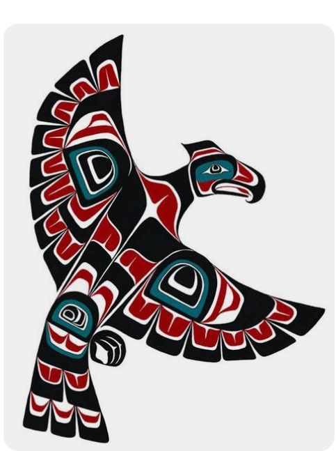 an image of a bird in the style of native art