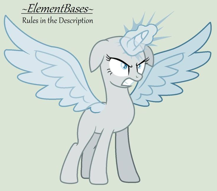 an image of a pony with wings on it's head and the words element bases rules