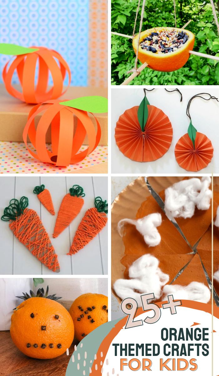 orange themed crafts for kids that are easy to make and great for the fall or halloween season