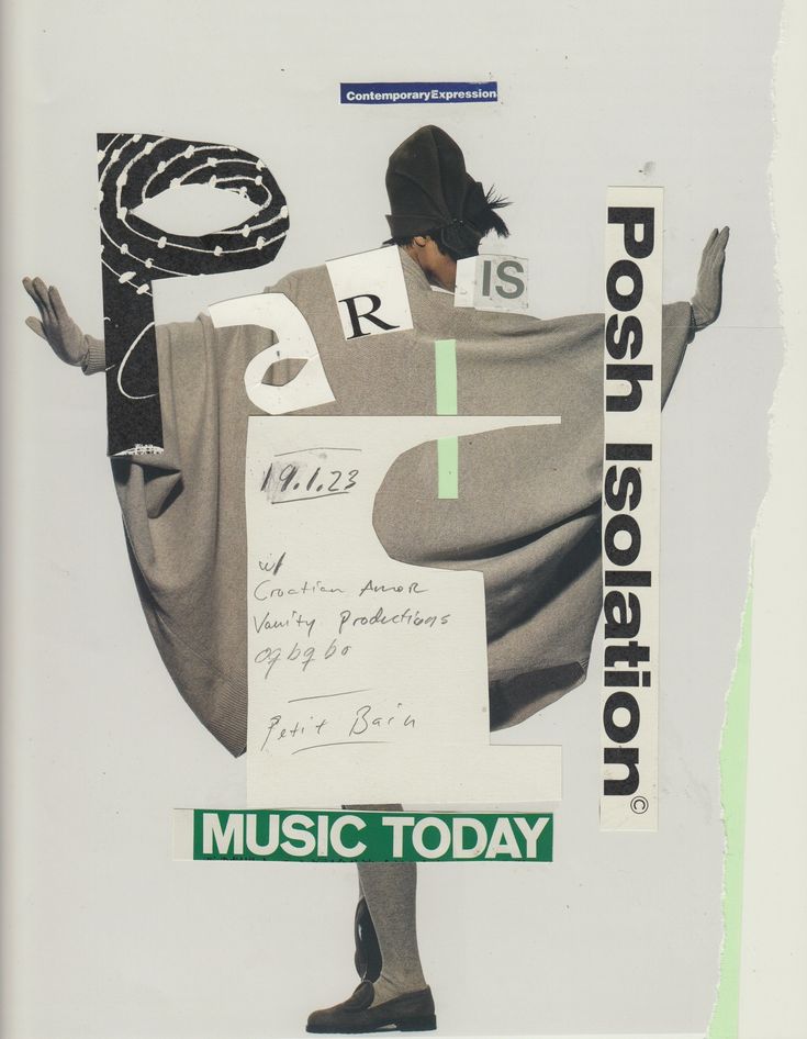 an advertisement for music today featuring a woman wrapped in a sheet of paper with writing on it