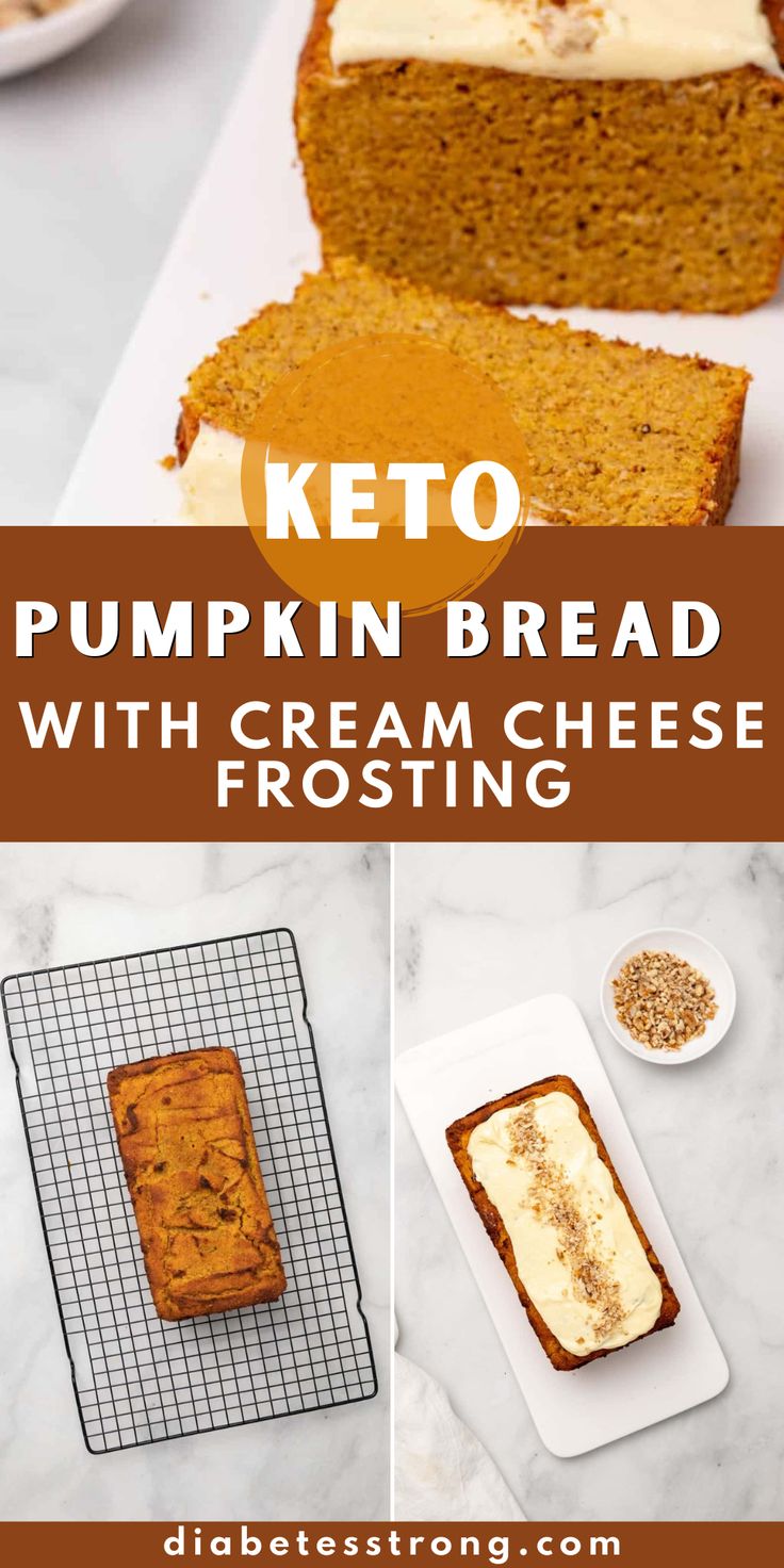 keto pumpkin bread with cream cheese frosting