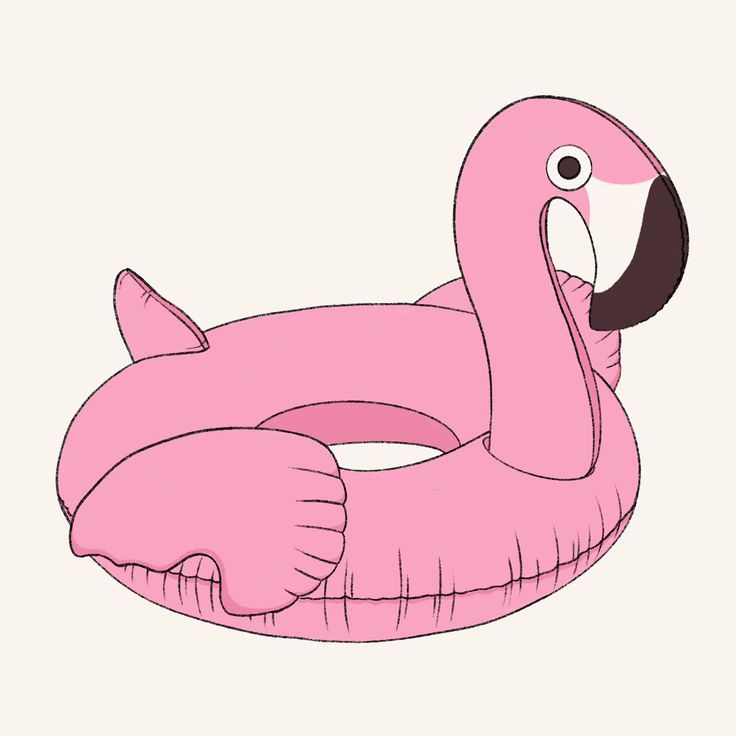 an inflatable pink flamingo floating on top of it's back legs