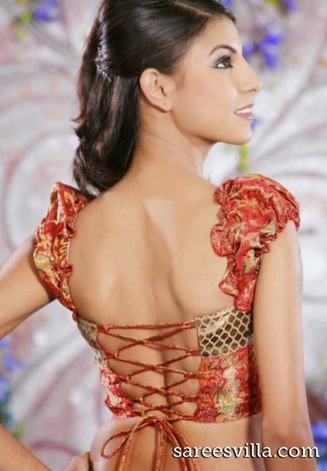 Back Strings Blouse Designs with Tassel/Latkans Saree Blouse Back Designs, Blouse Back Designs, Saree Blouse Back, Blouse Neck Patterns, Indian Clothes Women, Criss Cross Blouse, Latest Saree Blouse, Backless Blouse Designs, Saree Blouse Neck Designs